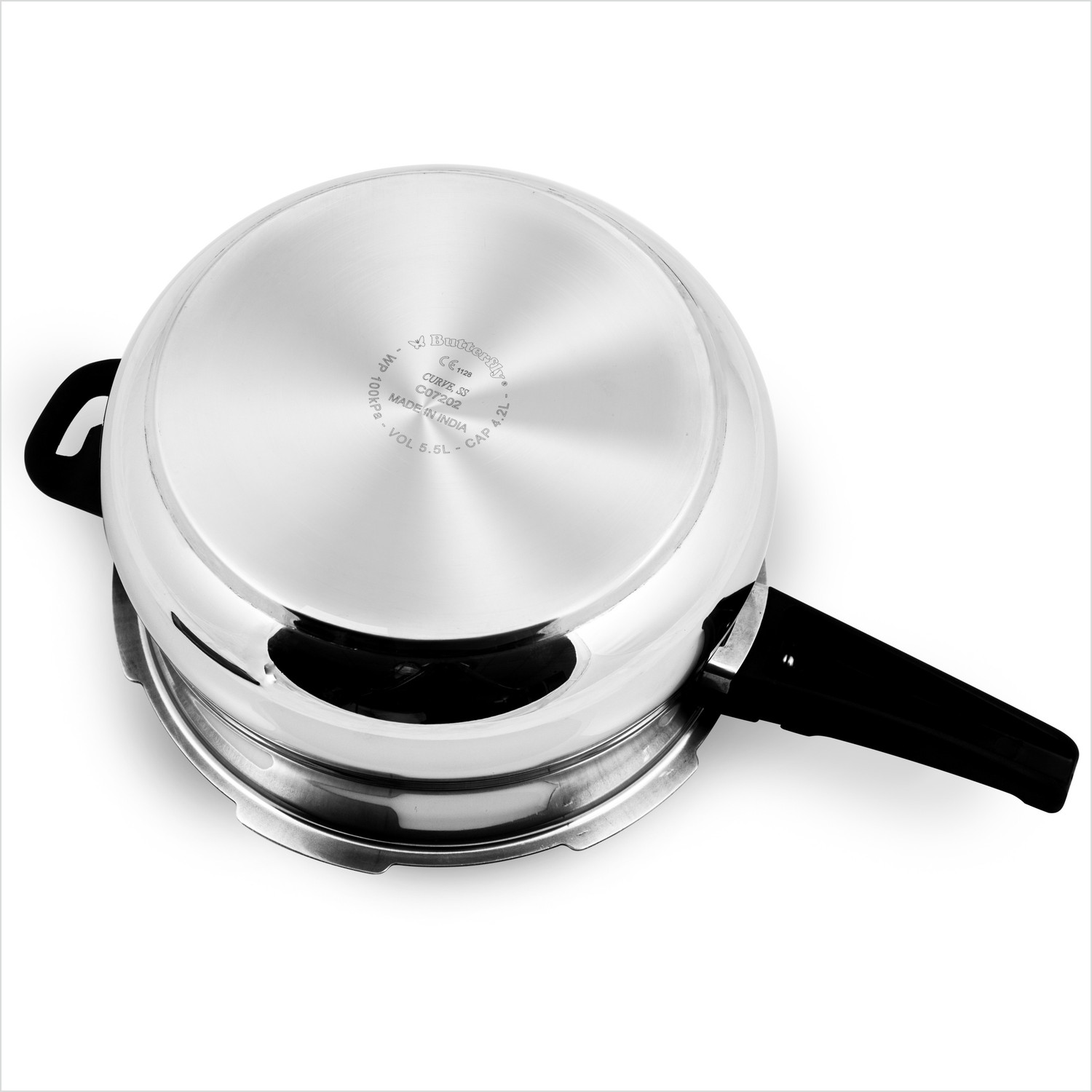 Image of Butterfly Curve 5.5 L Outer Lid Induction Bottom Pressure Cooker
