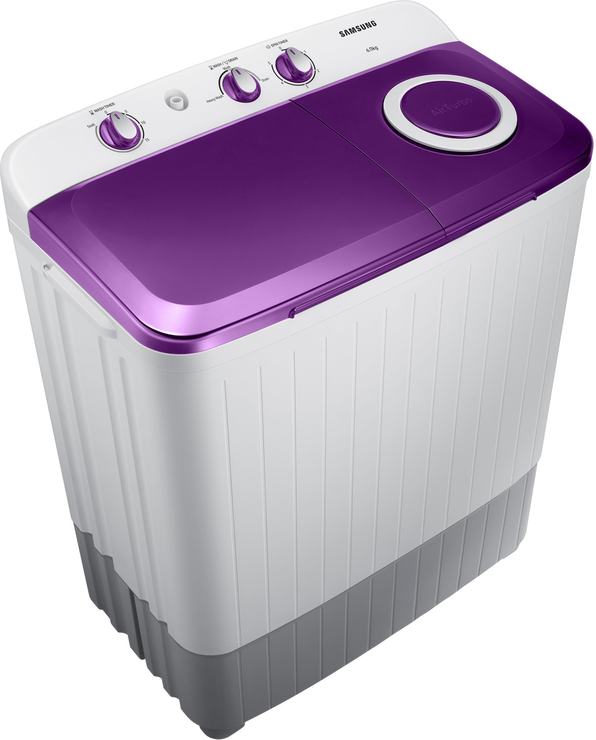 Image of Samsung 6 kg 5 star,Air Turbo Drying Semi Automatic Top Load Washing Machine White, Grey, Purple