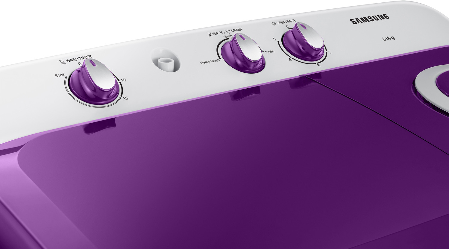 Image of Samsung 6 kg 5 star,Air Turbo Drying Semi Automatic Top Load Washing Machine White, Grey, Purple