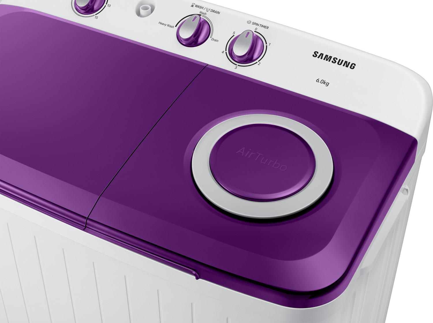 Image of Samsung 6 kg 5 star,Air Turbo Drying Semi Automatic Top Load Washing Machine White, Grey, Purple