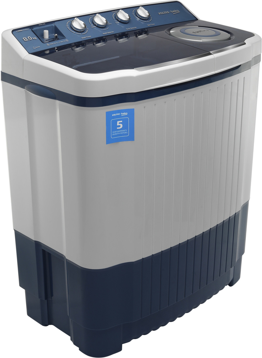 Image of Voltas Beko by A Tata Product 8 kg Semi Automatic Top Load Washing Machine White, Blue