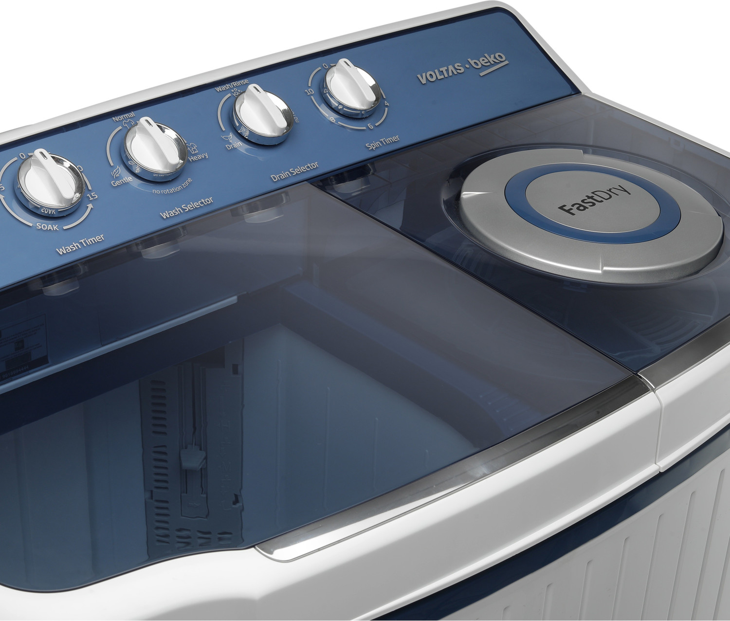 Image of Voltas Beko by A Tata Product 8 kg Semi Automatic Top Load Washing Machine White, Blue