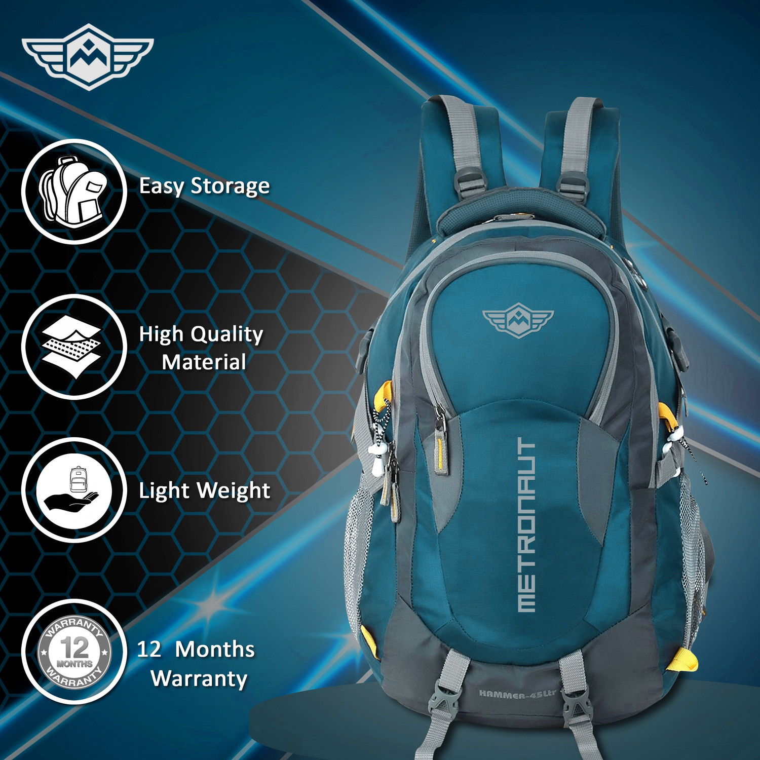 Image of METRONAUT Hammer Hi storage travel 40 L with rain cover 40 L Laptop Backpack