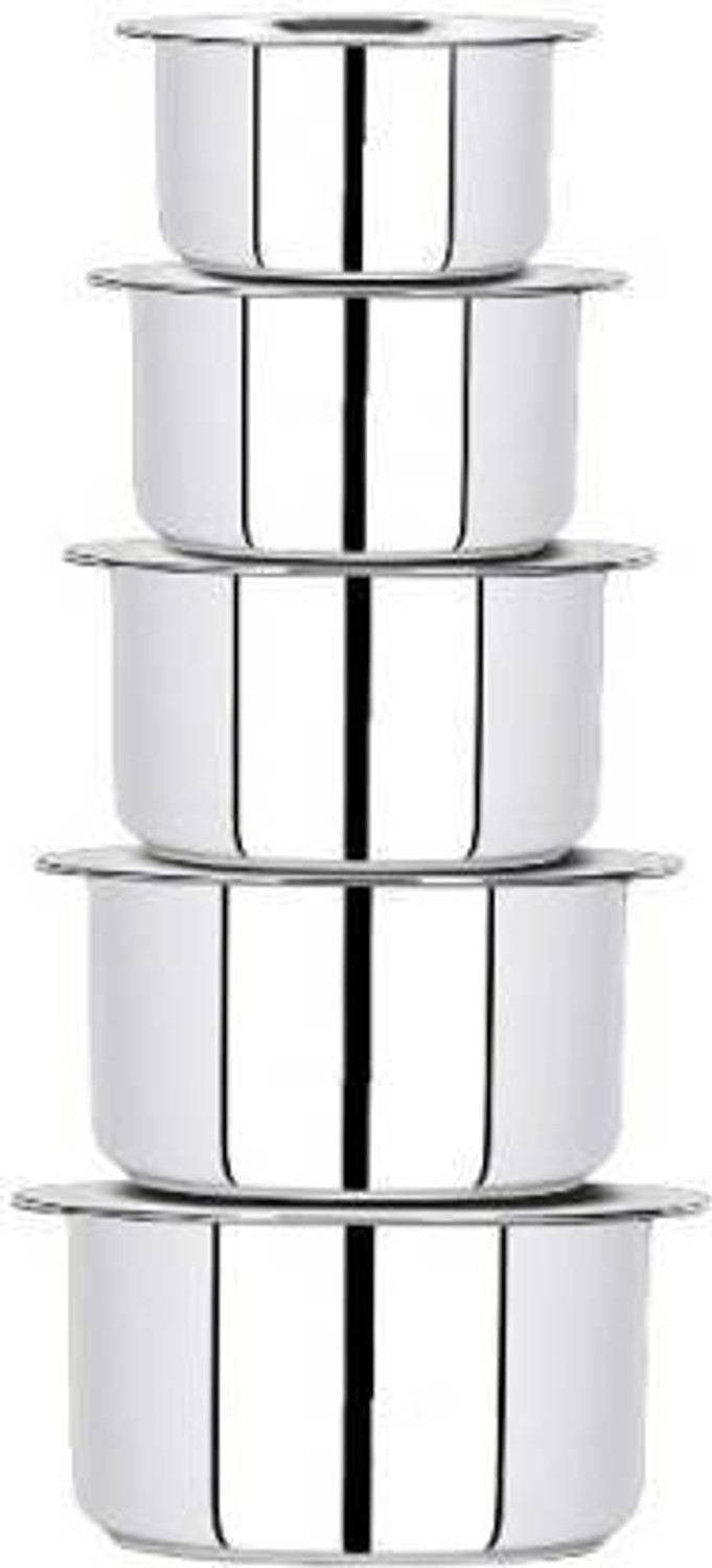 LIMETRO STEEL High Quality Stainless Steel Set of 5 Induction Base Tope Set / Cookware Set with lid Multipurpose Capacity (5 Pieces. 1 Ltr, 1.5 Ltr, 2 Ltr, 2.5 Ltr, 3 Ltr) Induction Bottom Cookware Set  (Stainless Steel, 5 - Piece)