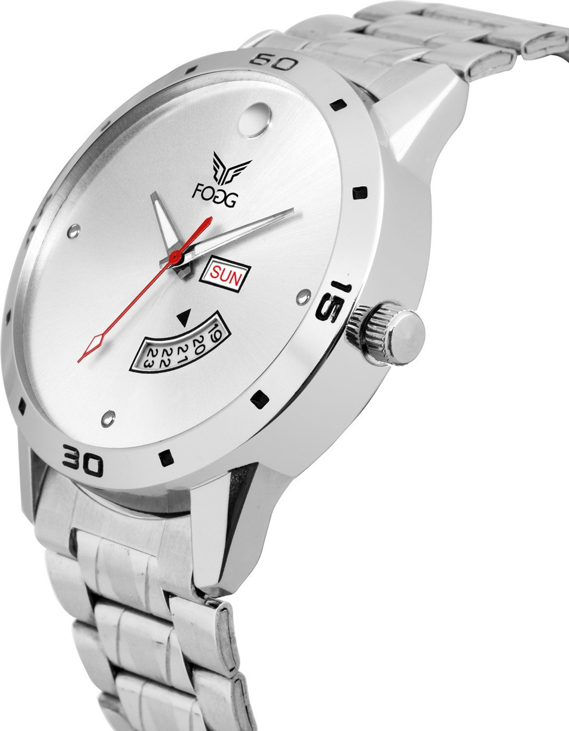 FOGG White Day and Date Analog Watch For Men Price History