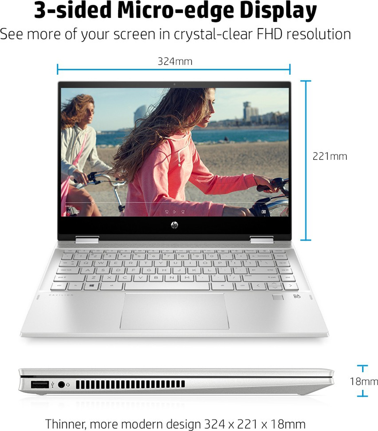 Image of HP Pavilion x360 Intel Core i5 10th Gen 1035G1 - (8 GB /512 GB SSD /Windows 10 Home) 14-dw0069TU 2 in 1 Laptop with inbuilt 4G LTE