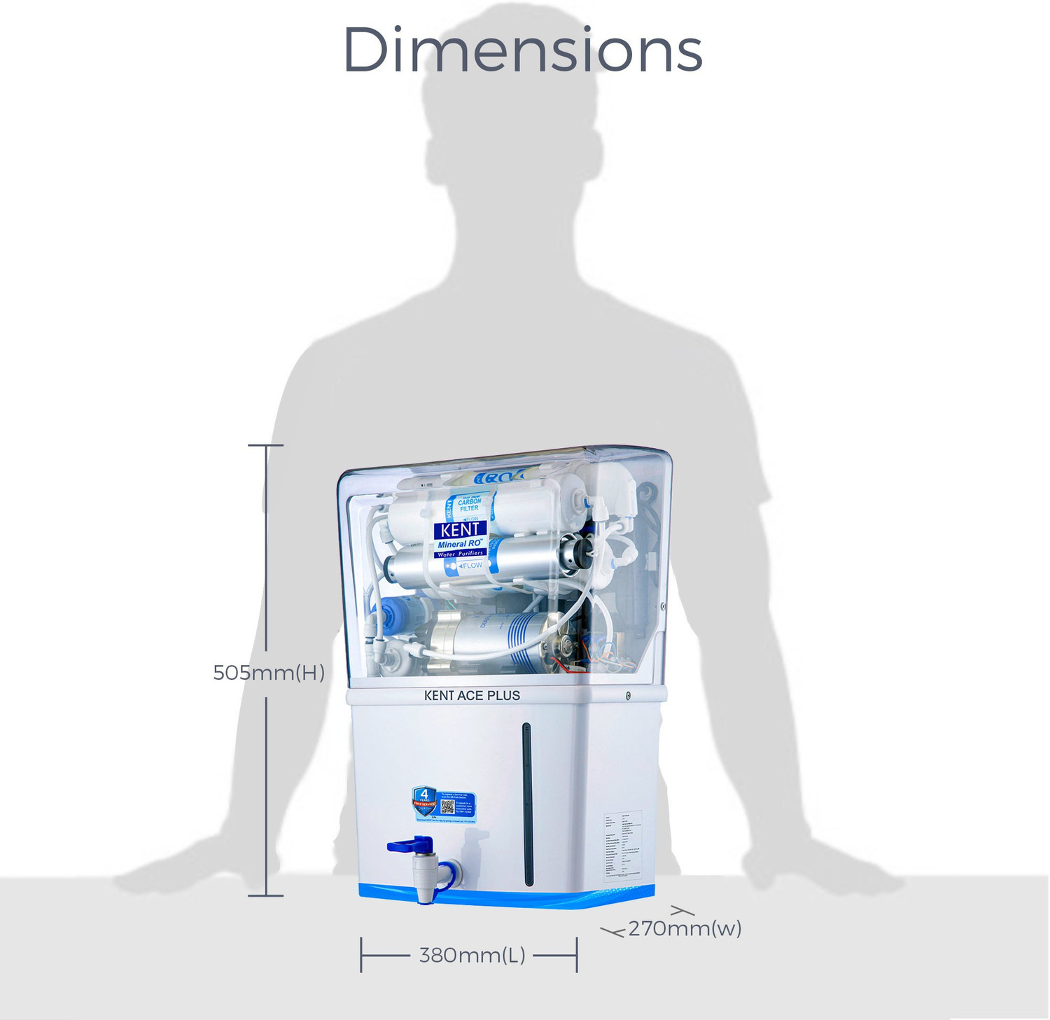 Image of KENT ACE Plus 8 L RO + UV + UF + TDS Control + UV in Tank Water Purifier Suitable for all - Borewell, Tanker, Municipality Water
