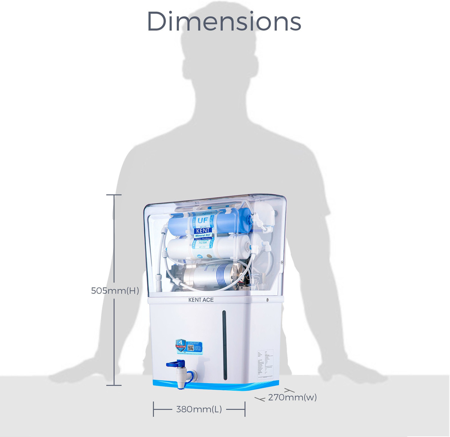 Image of KENT Ace 8 L RO + UF + TDS Control + UV LED Water Purifier Advanced RO Tech for Sabse Shudh Paani Auto Flush 8L 20 LPH Ideal for Borewell /Tanker /Municipal Water Largest Service Network