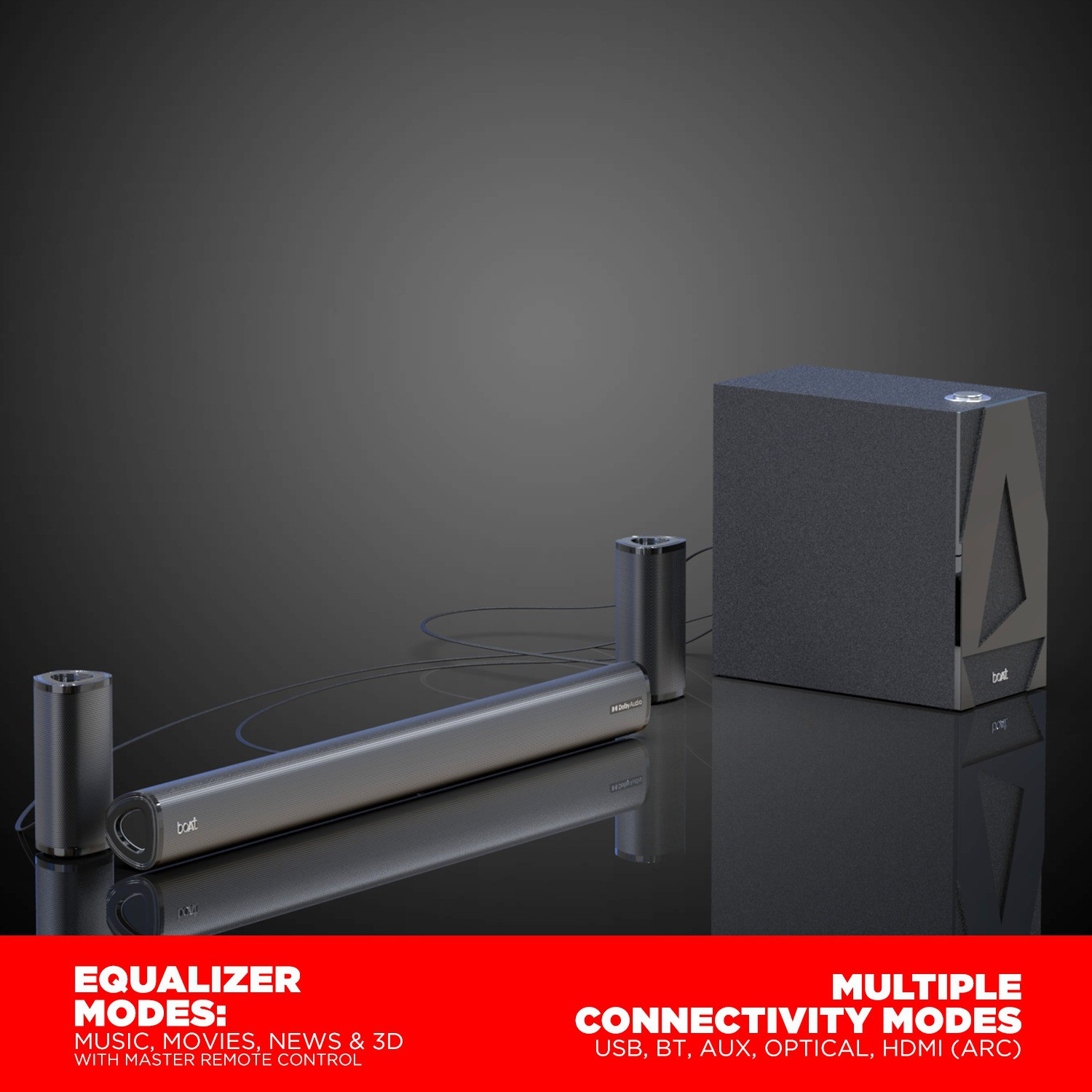 Image of boAt Aavante Bar 3100D with Dolby Audio, EQ Modes & Sleep Design 260 W Bluetooth Soundbar