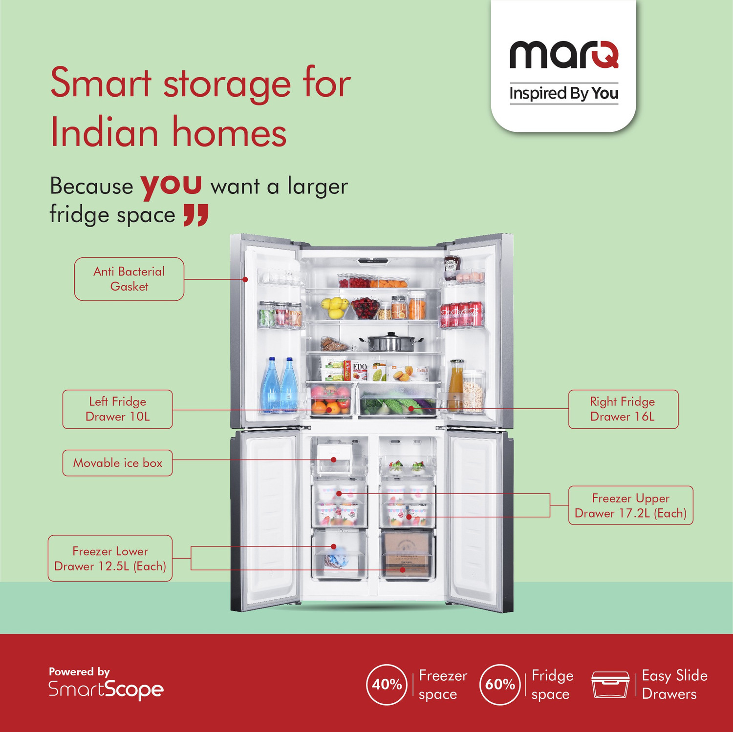 Image of MarQ by Flipkart 472 L Frost Free Multi-Door Refrigerator