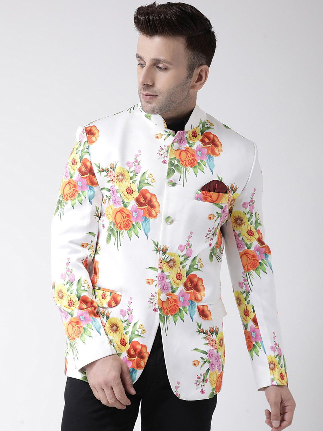 Printed bandhgala blazer sales