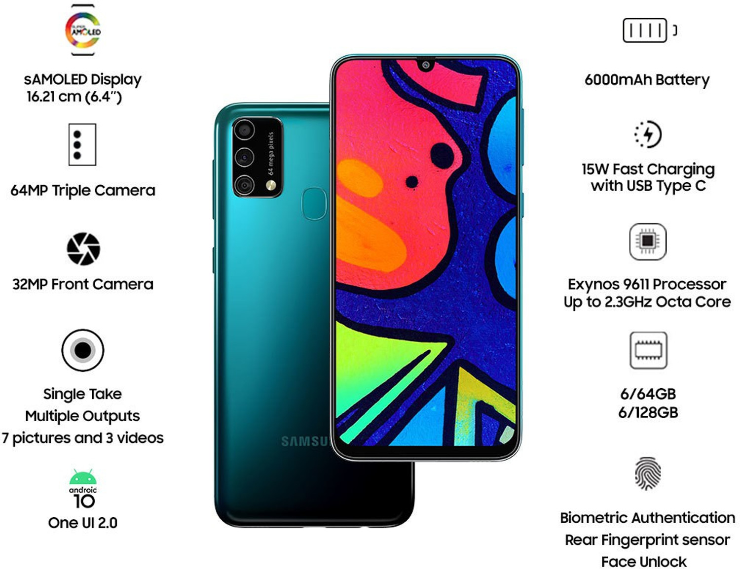 Image of Samsung Galaxy F41 (Fusion Green, 128 GB)