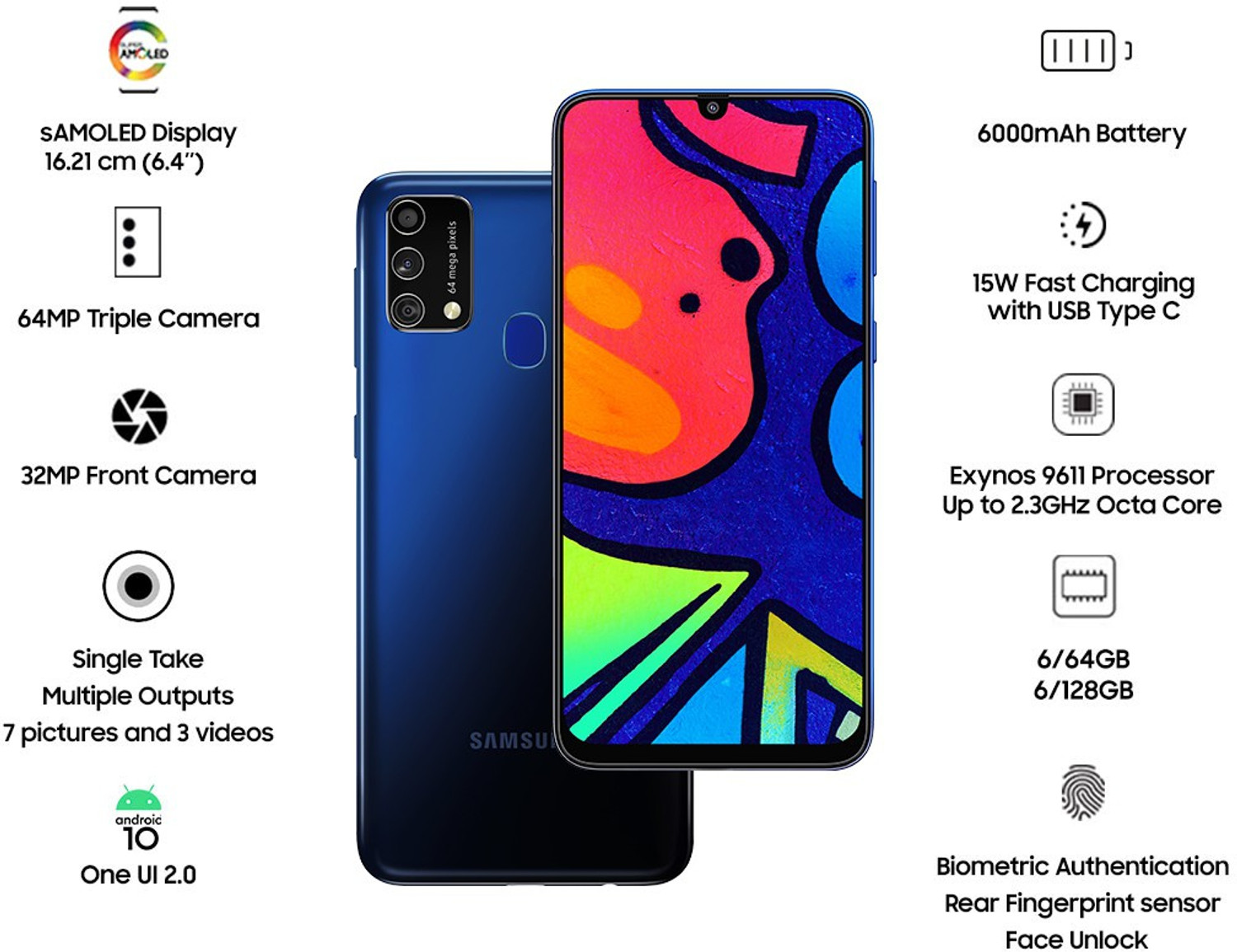 Image of Samsung Galaxy F41 (Fusion Blue, 128 GB)