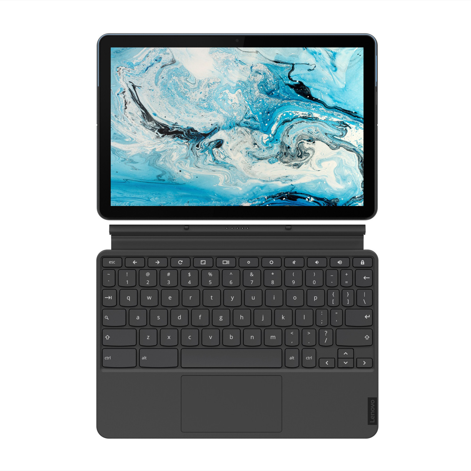 Image of Lenovo Ideapad Duet Chromebook 4 GB RAM 128 GB ROM 10.1 inch with Wi-Fi Only MediaTek P60T Octa Core Tablet (Ice Blue, Iron Grey)