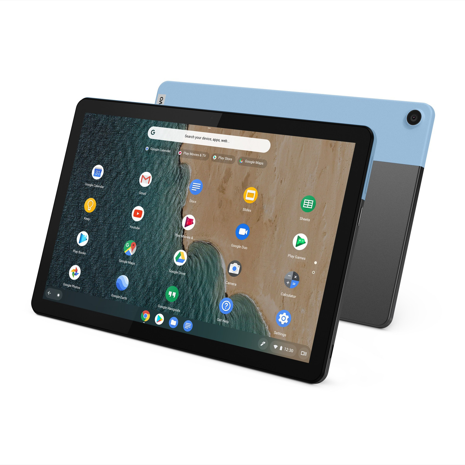 Image of Lenovo Ideapad Duet Chromebook 4 GB RAM 128 GB ROM 10.1 inch with Wi-Fi Only MediaTek P60T Octa Core Tablet (Ice Blue, Iron Grey)