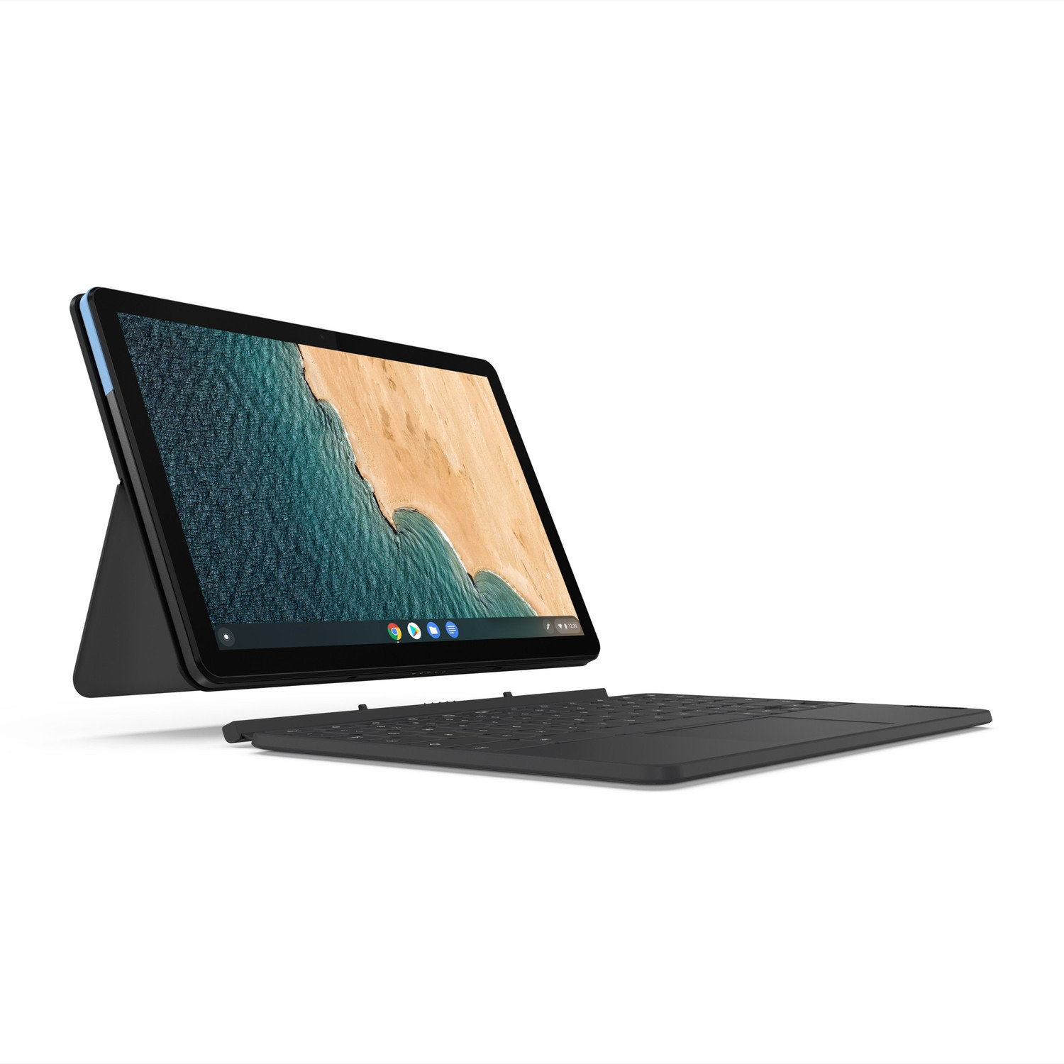 Image of Lenovo Ideapad Duet Chromebook 4 GB RAM 128 GB ROM 10.1 inch with Wi-Fi Only MediaTek P60T Octa Core Tablet (Ice Blue, Iron Grey)