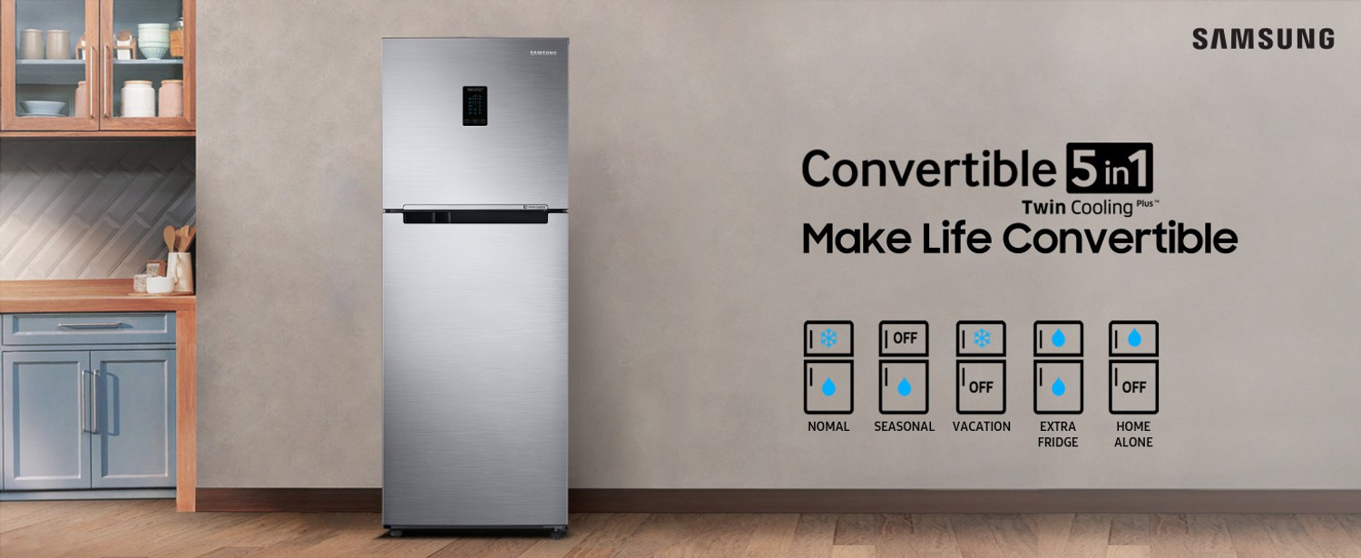 Image of SAMSUNG 465 L Frost Free Double Door 3 Star Convertible Refrigerator (LUXE BROWN, RT47R625EDX /TL)