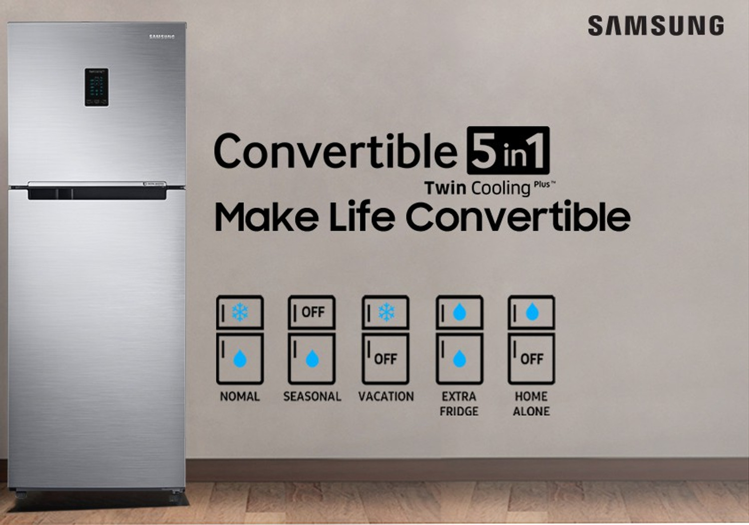 Image of SAMSUNG 465 L Frost Free Double Door 3 Star Convertible Refrigerator (LUXE BROWN, RT47R625EDX /TL)