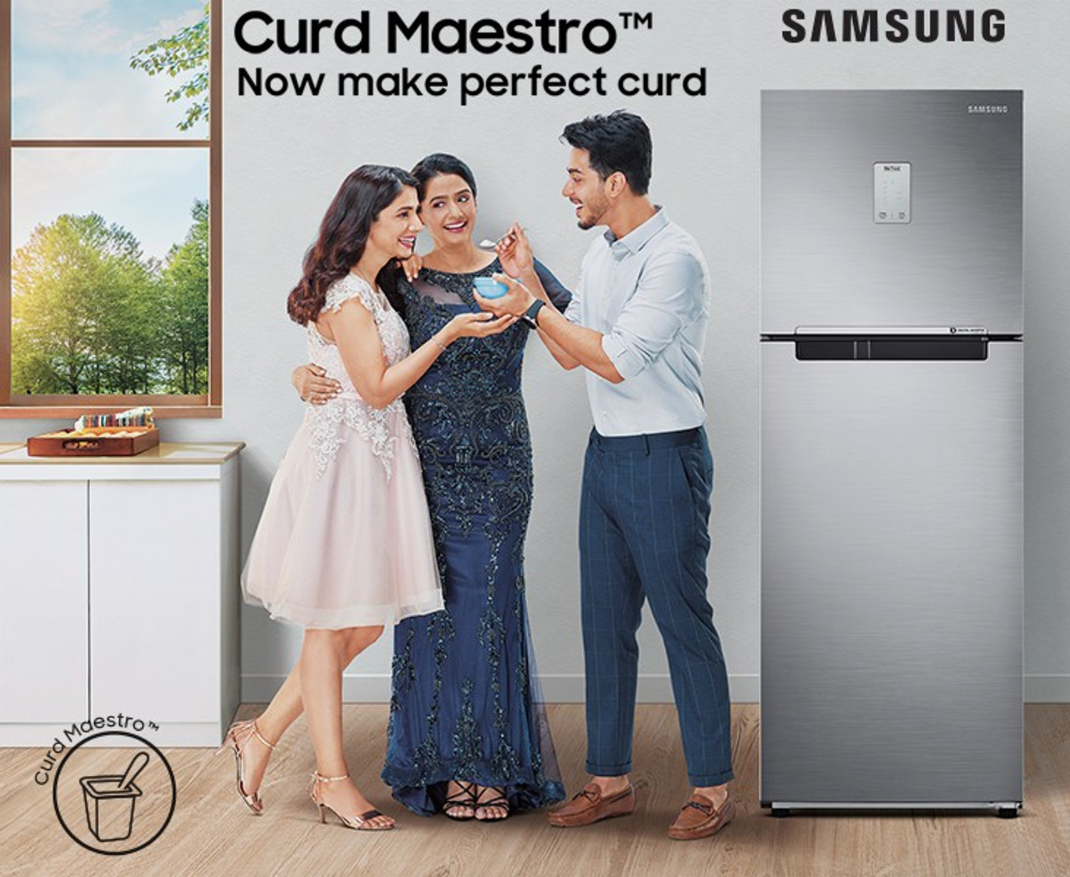 Image of Samsung 386 L Frost Free Double Door 2 Star Convertible Refrigerator with Curd Maestro