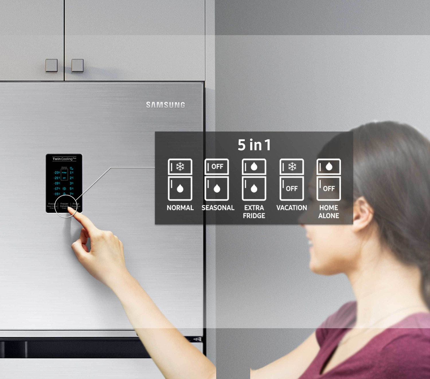 Image of SAMSUNG 465 L Frost Free Double Door 3 Star Convertible Refrigerator (LUXE BROWN, RT47R625EDX /TL)