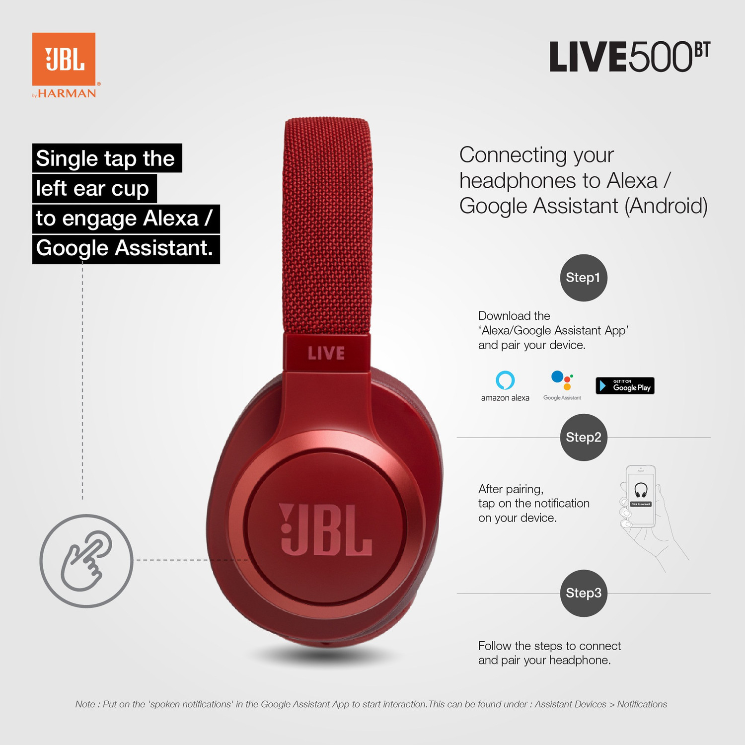 Image of JBL Live 500BT Voice Enabled with 30 Hours of Playtime and FAST Charging Bluetooth