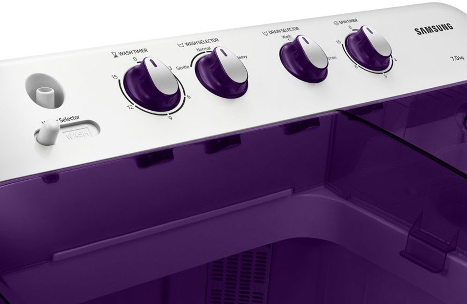 Image of Samsung 7 kg 5 star,Air Turbo Drying, Semi Automatic Top Load Washing Machine White, Grey, Purple