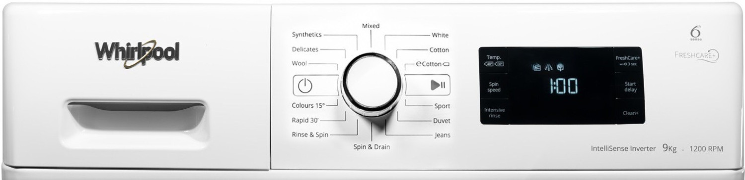 Image of Whirlpool 9 kg Fully Automatic Front Load Washing Machine with In-built Heater White