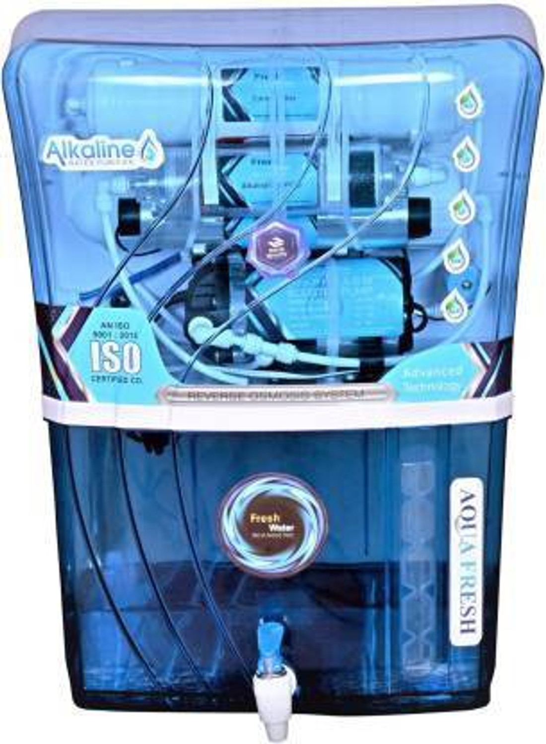 Image of Aqua Fresh DT ALFA AURA ALKALINE BLU RO+UV+UF+TDS+MINERAL 12 L TRANSPARENT 12 L RO + UV + UF + TDS Water Purifier (Blue) 12 L RO + UV + UF + TDS Water Purifier (Blue)