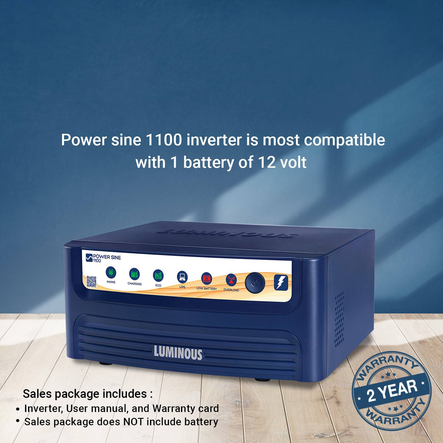 Image of LUMINOUS 900 VA Power Sine with 24 Months Warranty Pure Sine Wave Inverter