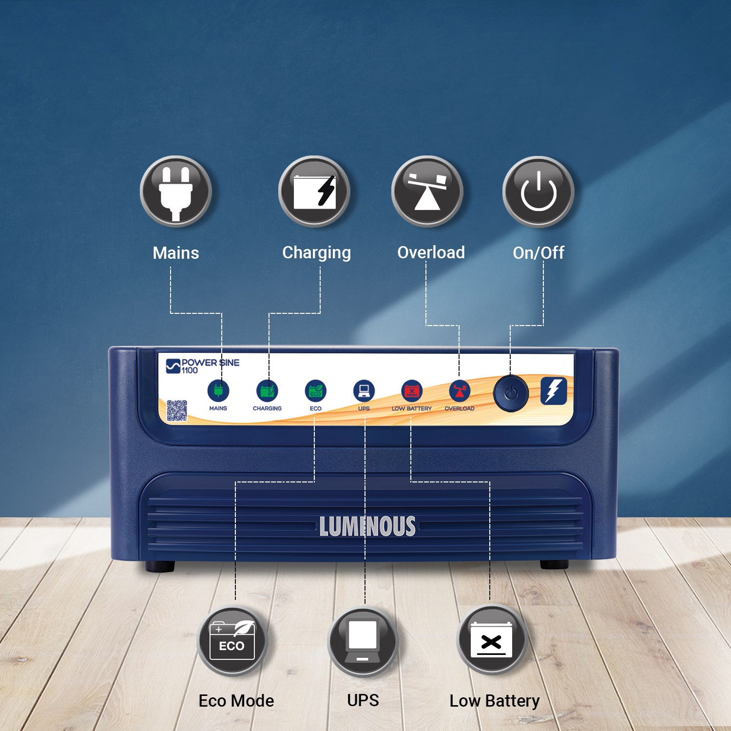 Image of LUMINOUS 900 VA Power Sine with 24 Months Warranty Pure Sine Wave Inverter