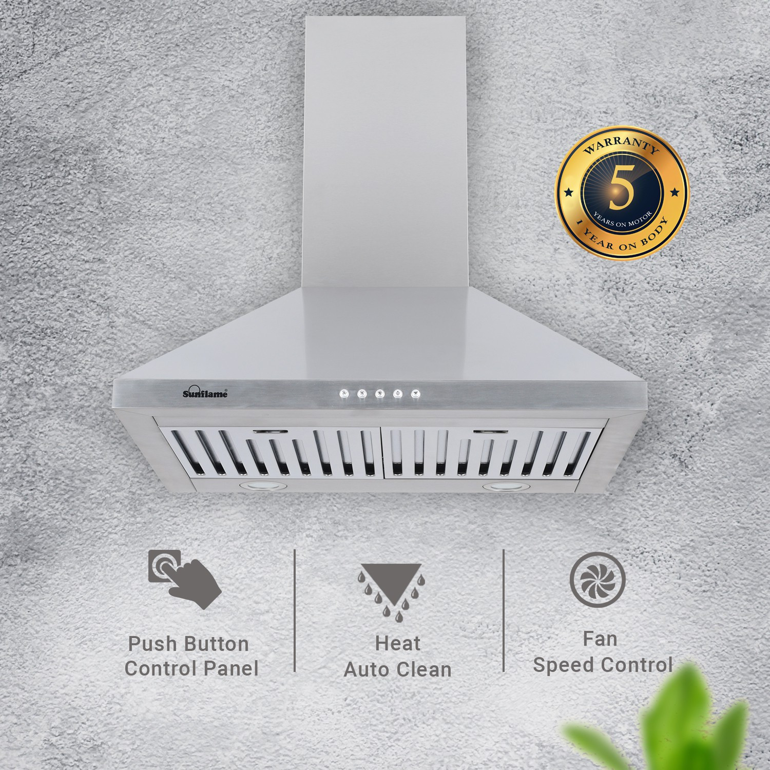 Image of Sunflame venza ss Auto Clean Wall Mounted SS 1100 CMH Chimney