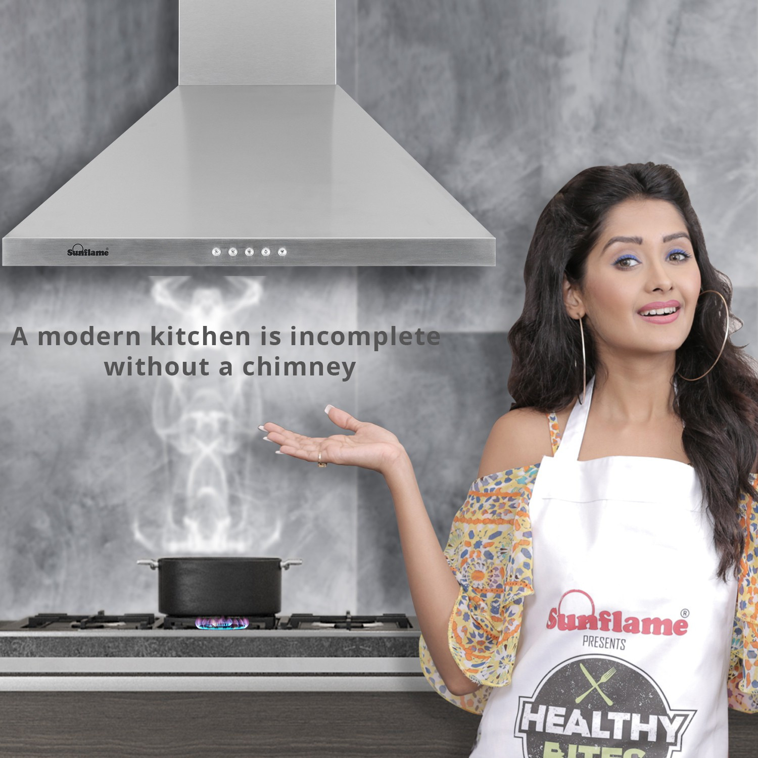 Image of Sunflame venza ss Auto Clean Wall Mounted SS 1100 CMH Chimney