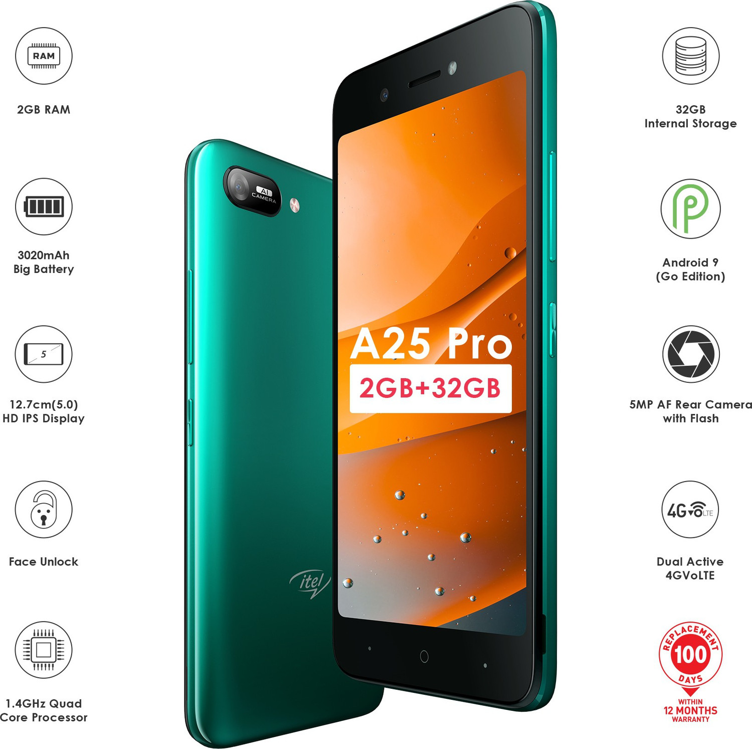 Image of itel A25 Pro (Gradation Green, 32 GB)