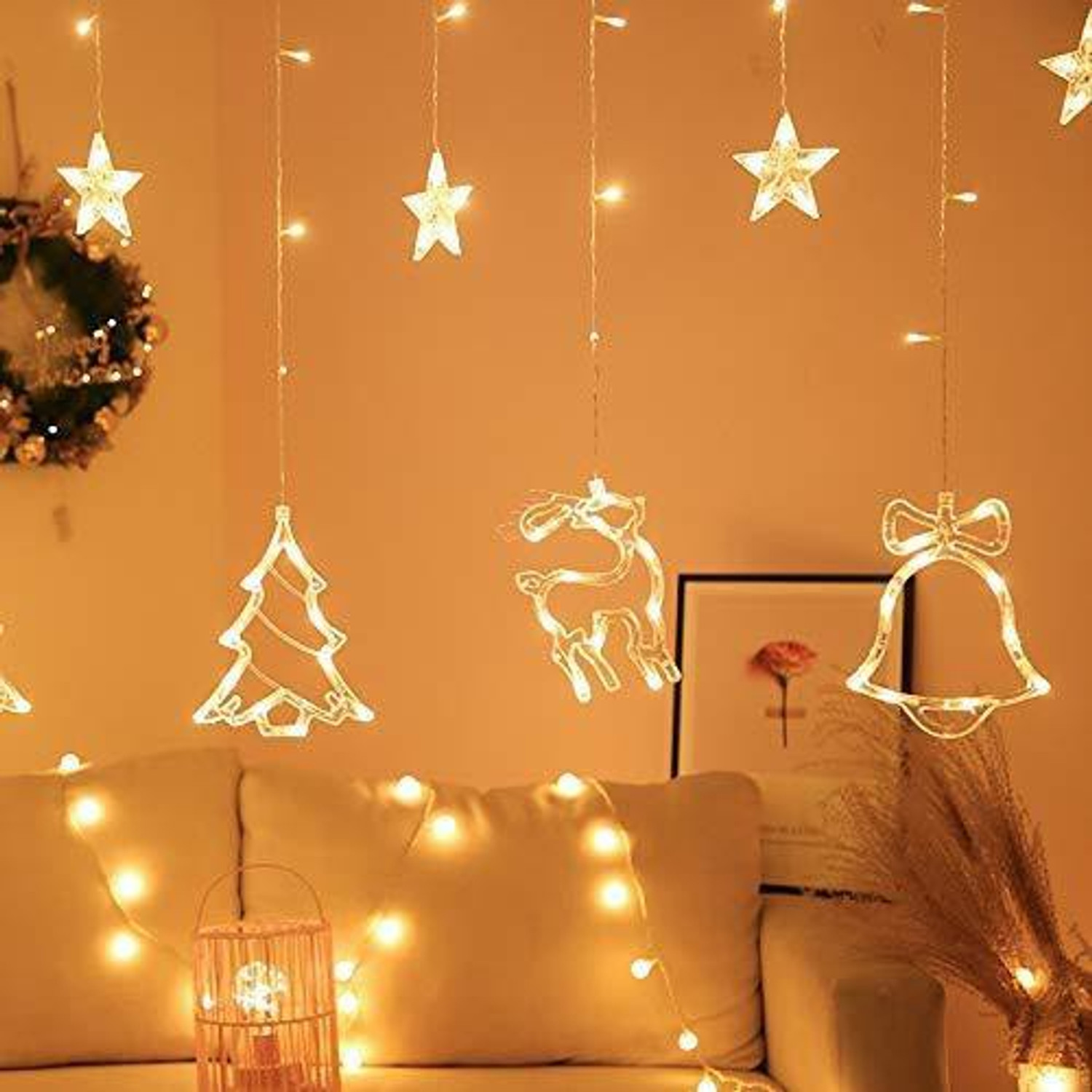 Image of QUACE 138 LEDs 2.34 m Yellow Flickering, Steady String Rice Lights