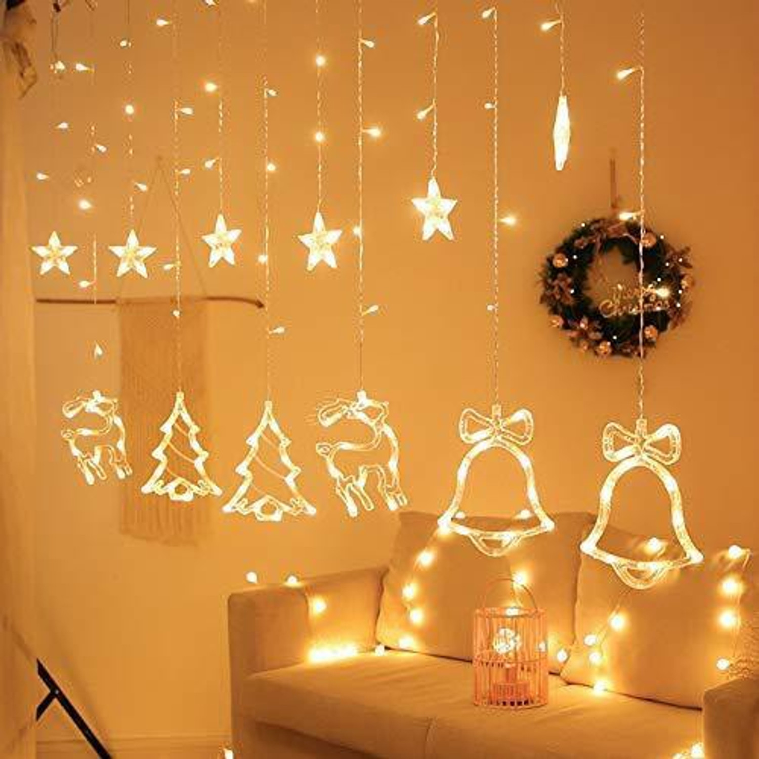 Image of QUACE 138 LEDs 2.34 m Yellow Flickering, Steady String Rice Lights