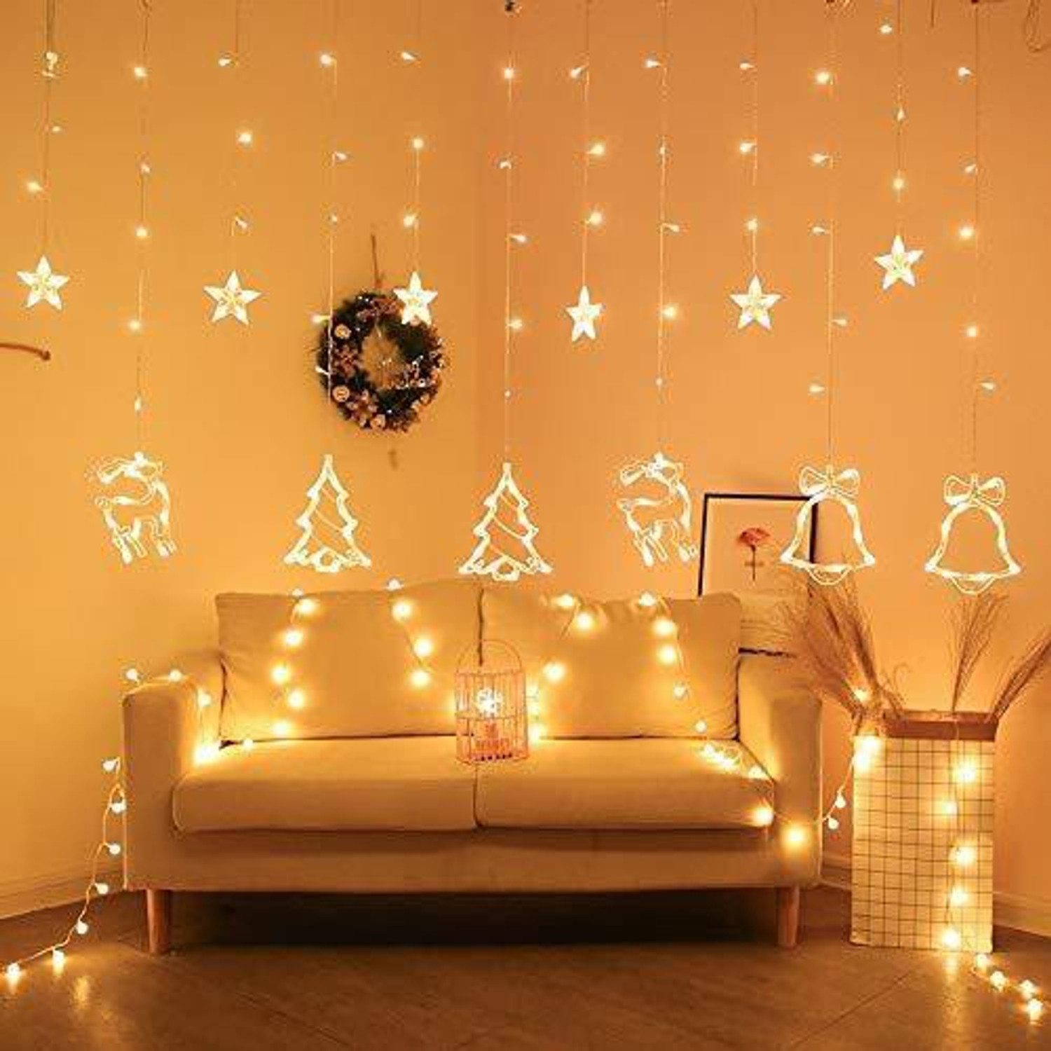 Image of QUACE 138 LEDs 2.34 m Yellow Flickering, Steady String Rice Lights