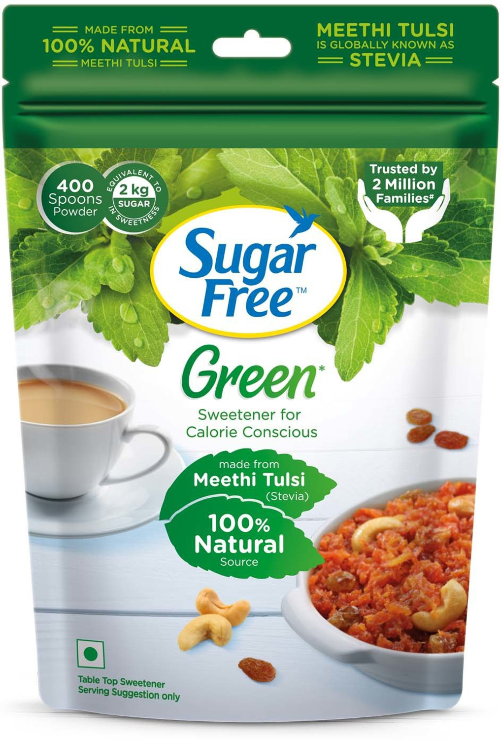 Image of Sugar free Green Stevia, 400 g Pouch |Made from 100% Natural Meethi Tulsi (Stevia) leaves Sweetener