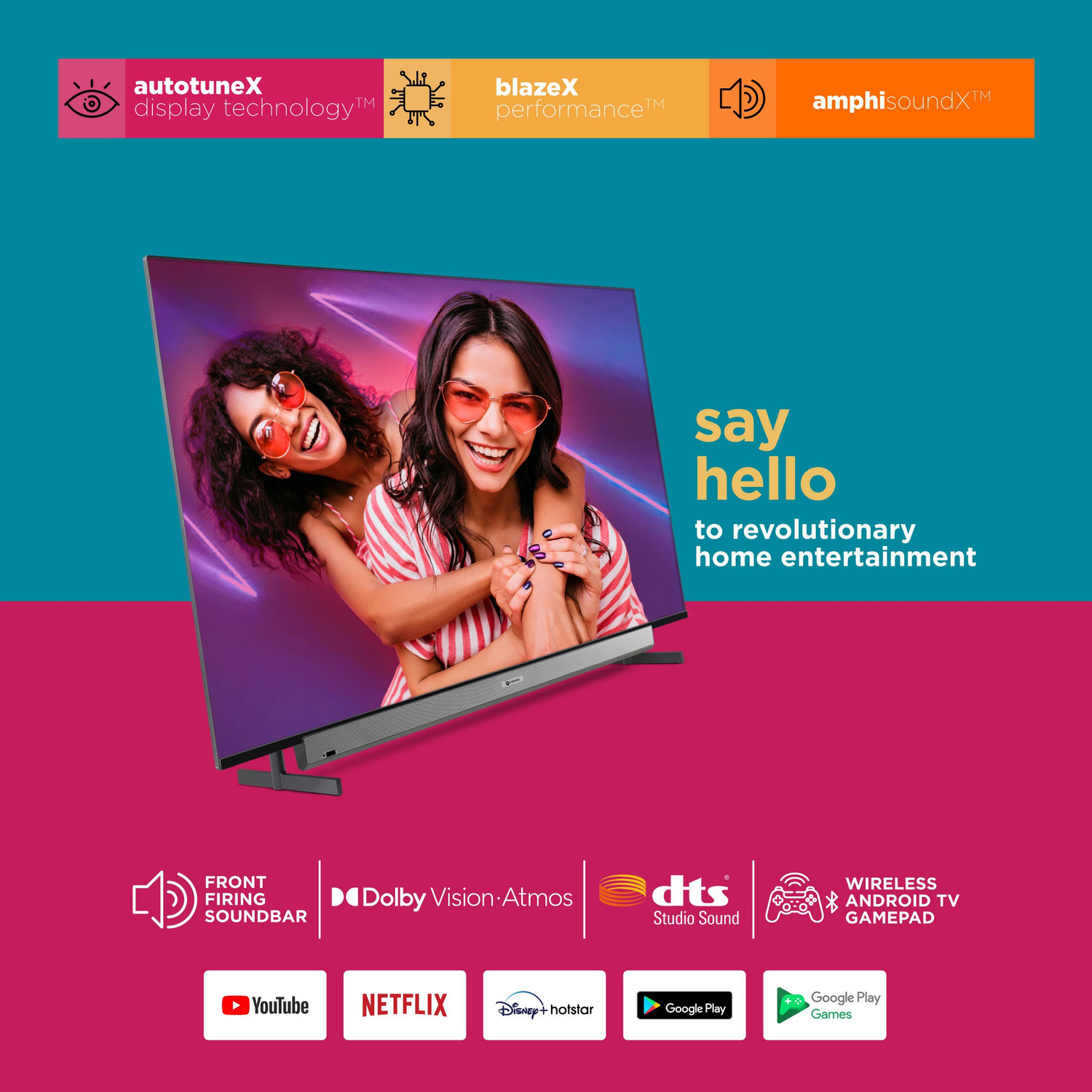 Image of MOTOROLA ZX Pro 139 cm (55 inch) Ultra HD (4K) LED Smart Android TV with Wireless Gamepad (55SAUHDMQ)