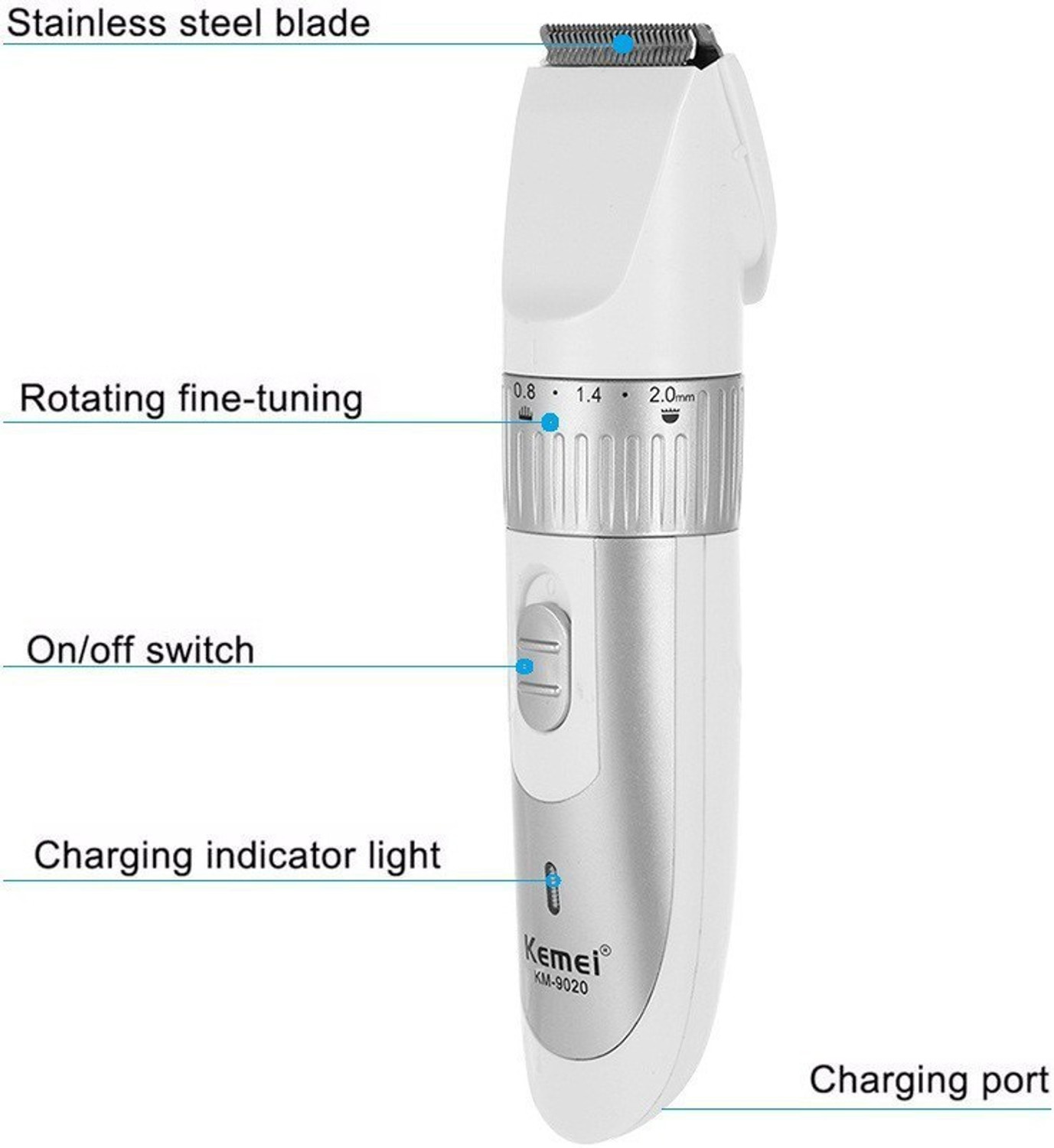 Image of Kemei KM 9020 HAIR TRIMMER Hair Cutting MACHINE Trimmer 80 min Runtime 4 Length Settings