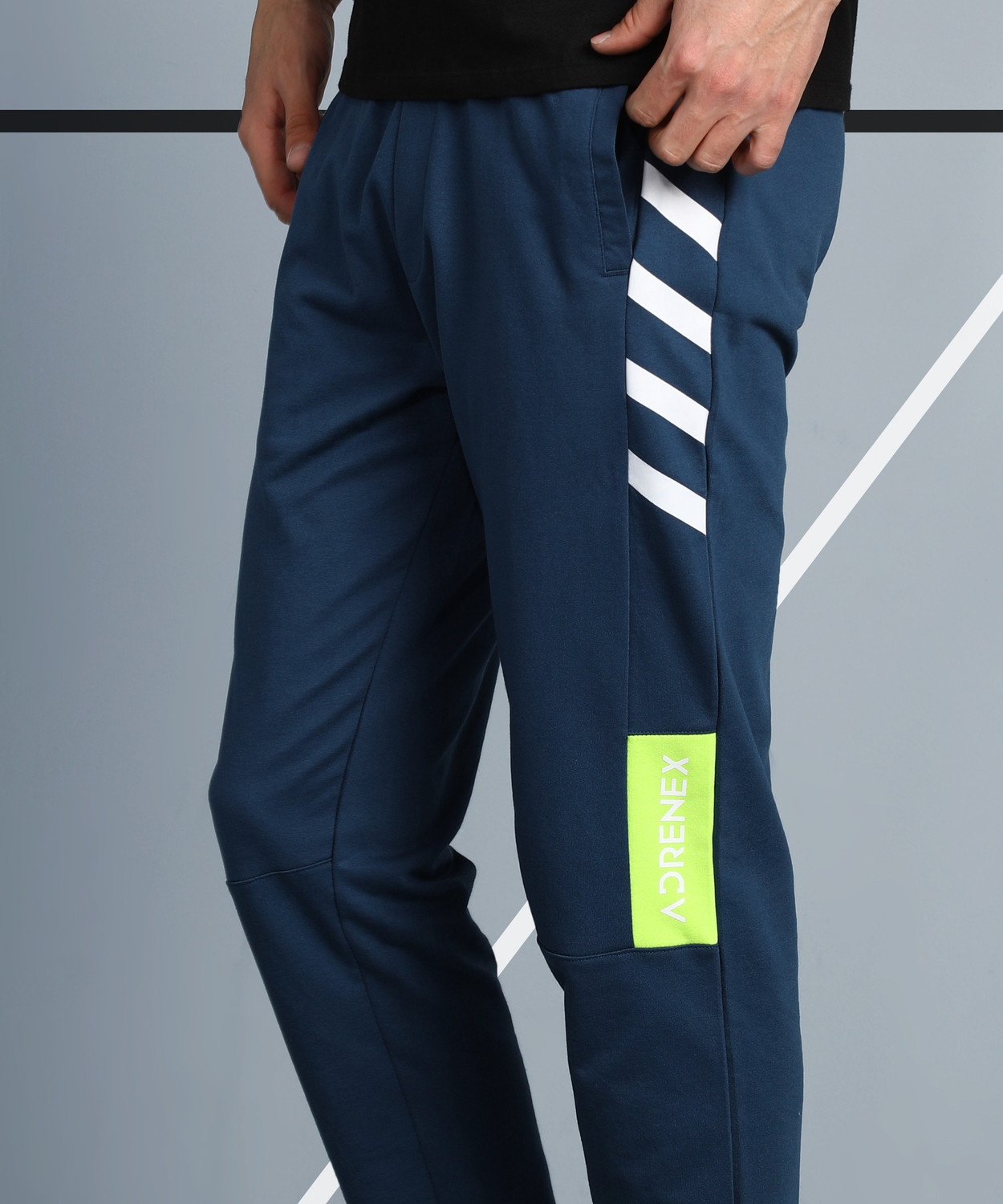 Image of Adrenex Solid Men Blue Track Pants