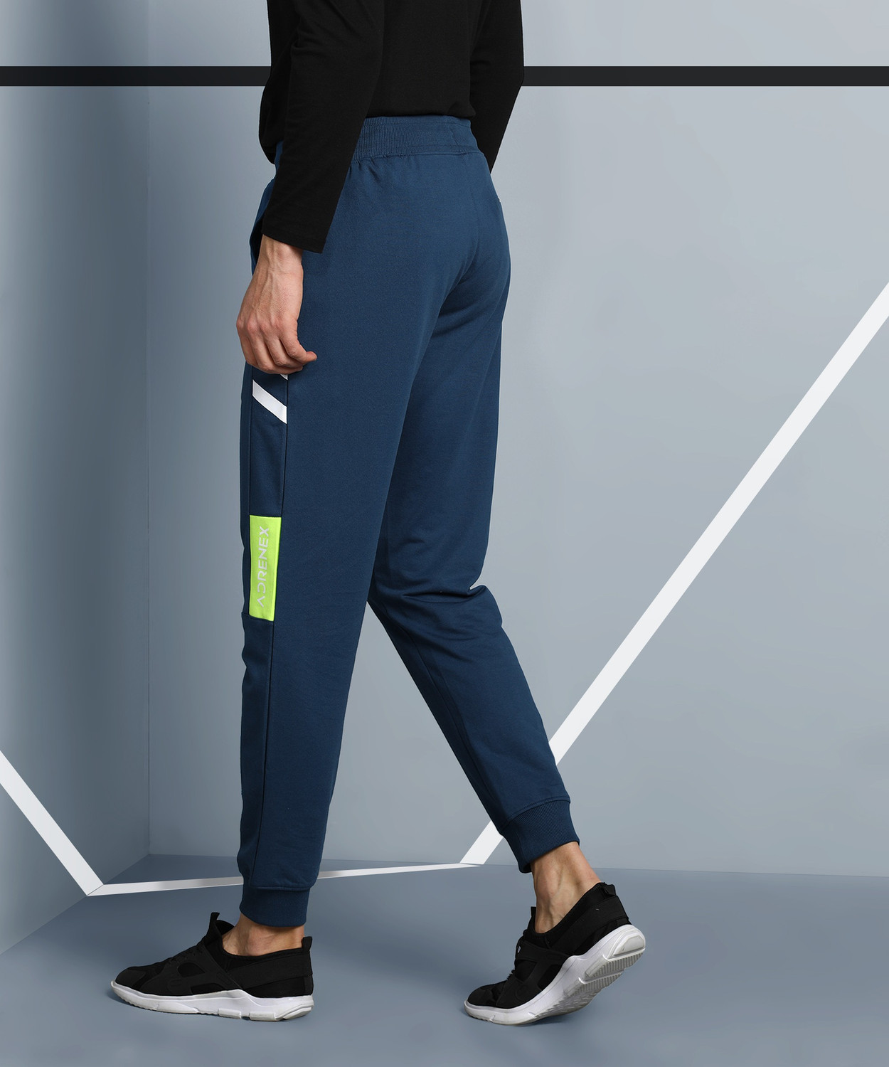 Image of Adrenex Solid Men Blue Track Pants