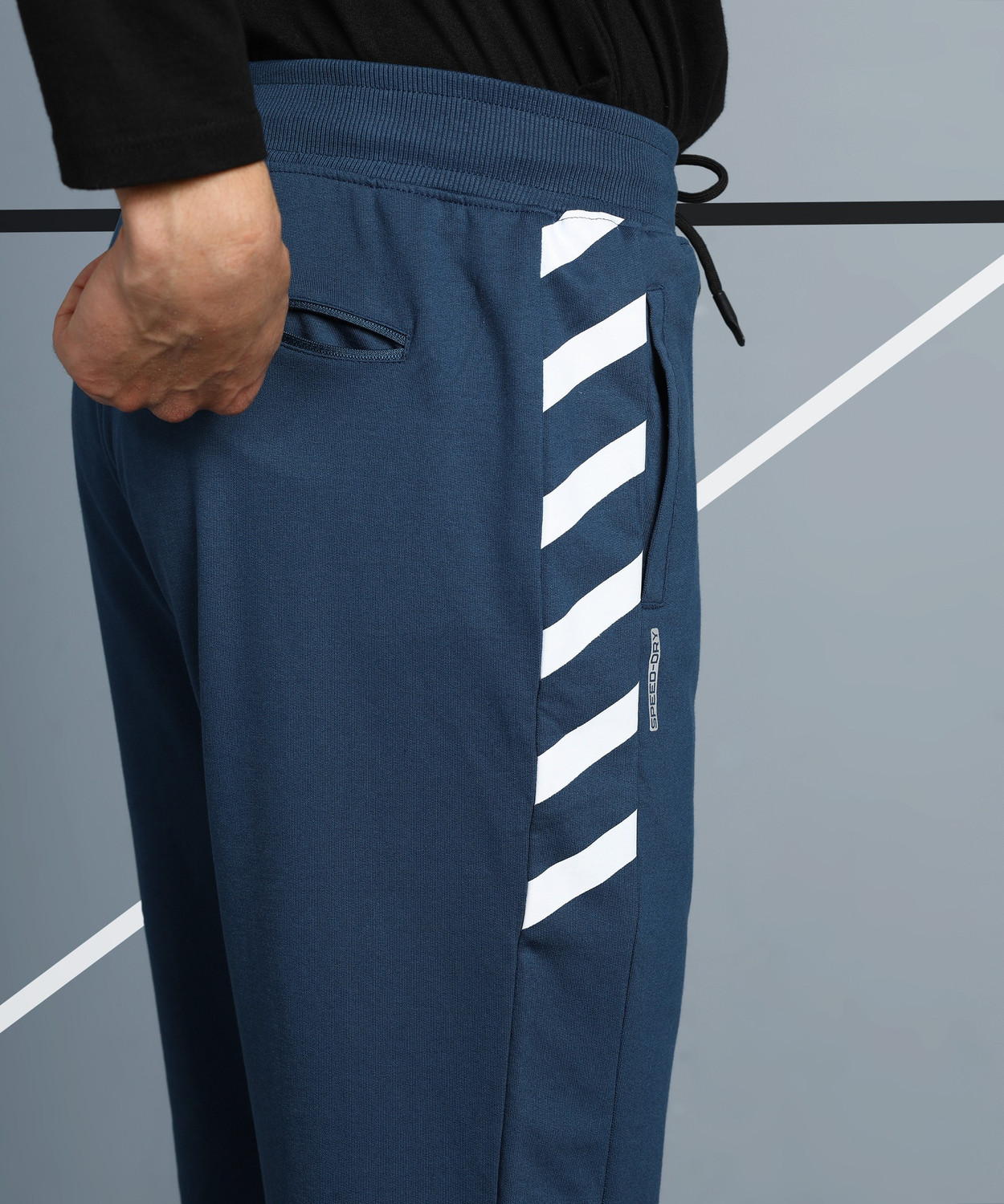 Image of Adrenex Solid Men Blue Track Pants