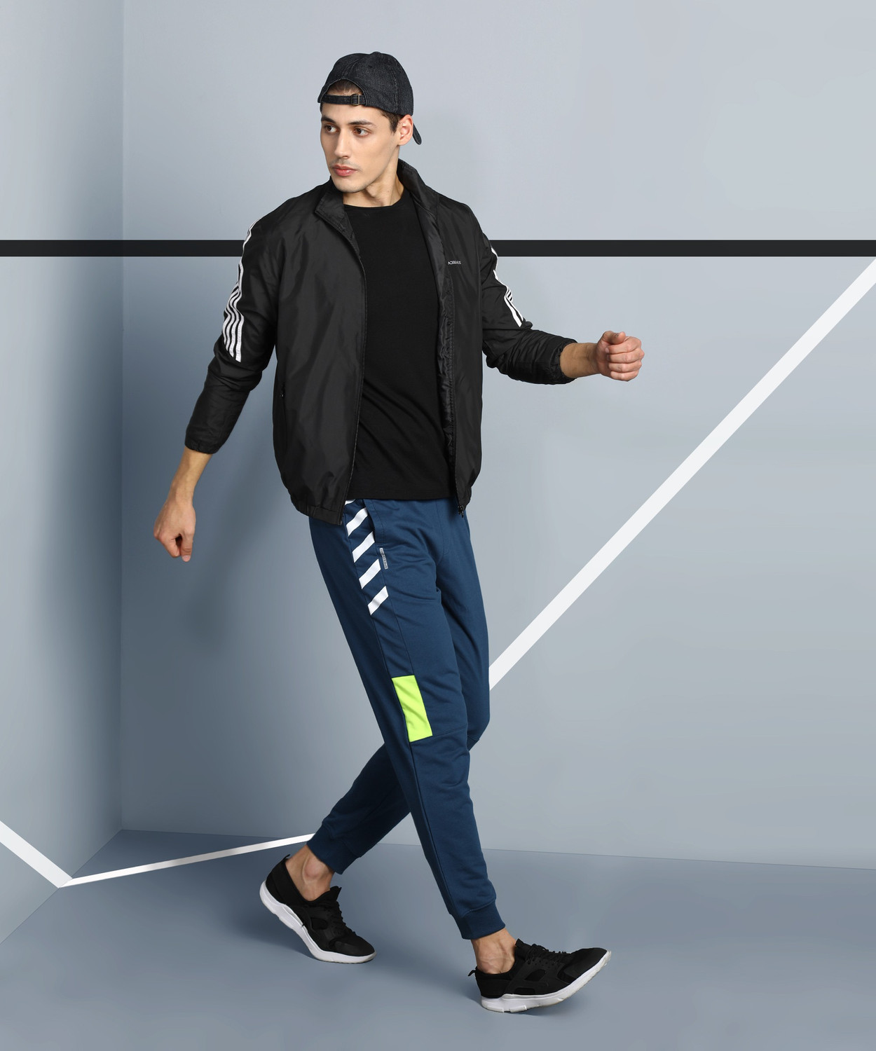 Image of Adrenex Solid Men Blue Track Pants