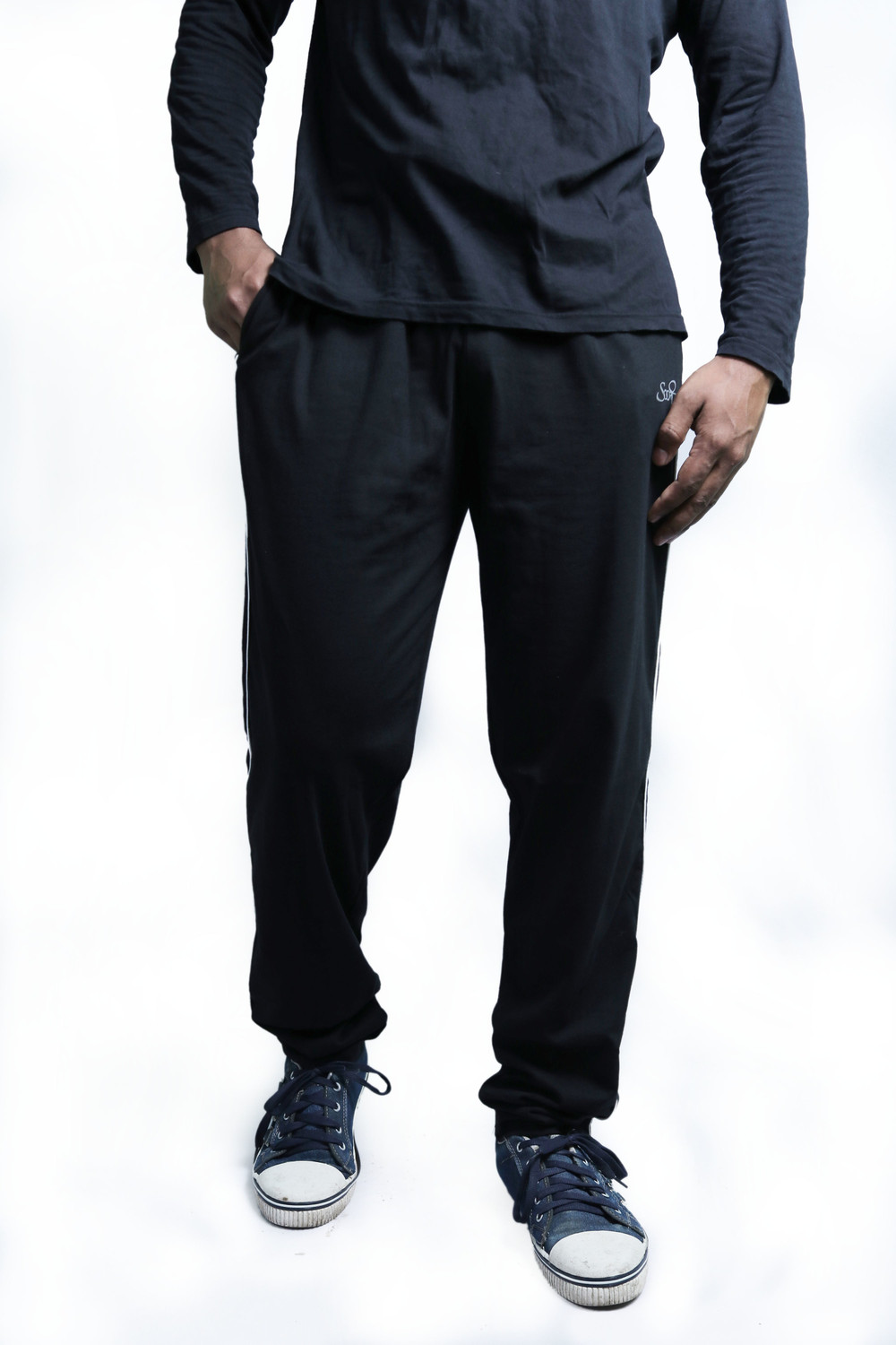 Image of SOOTI Solid Men Black Track Pants