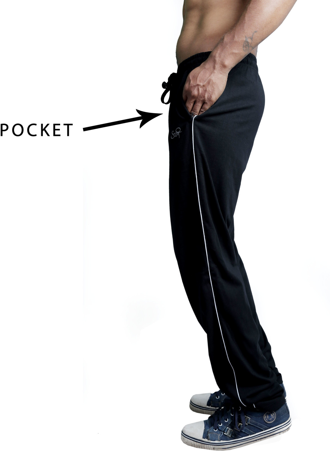 Image of SOOTI Solid Men Black Track Pants