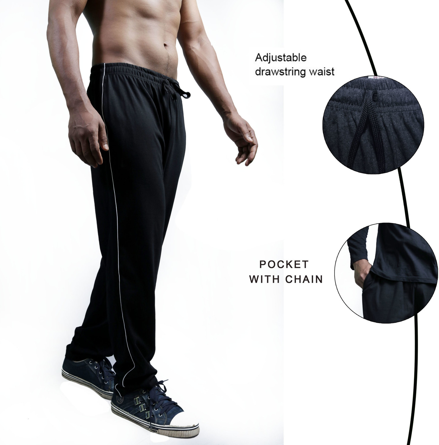 Image of SOOTI Solid Men Black Track Pants
