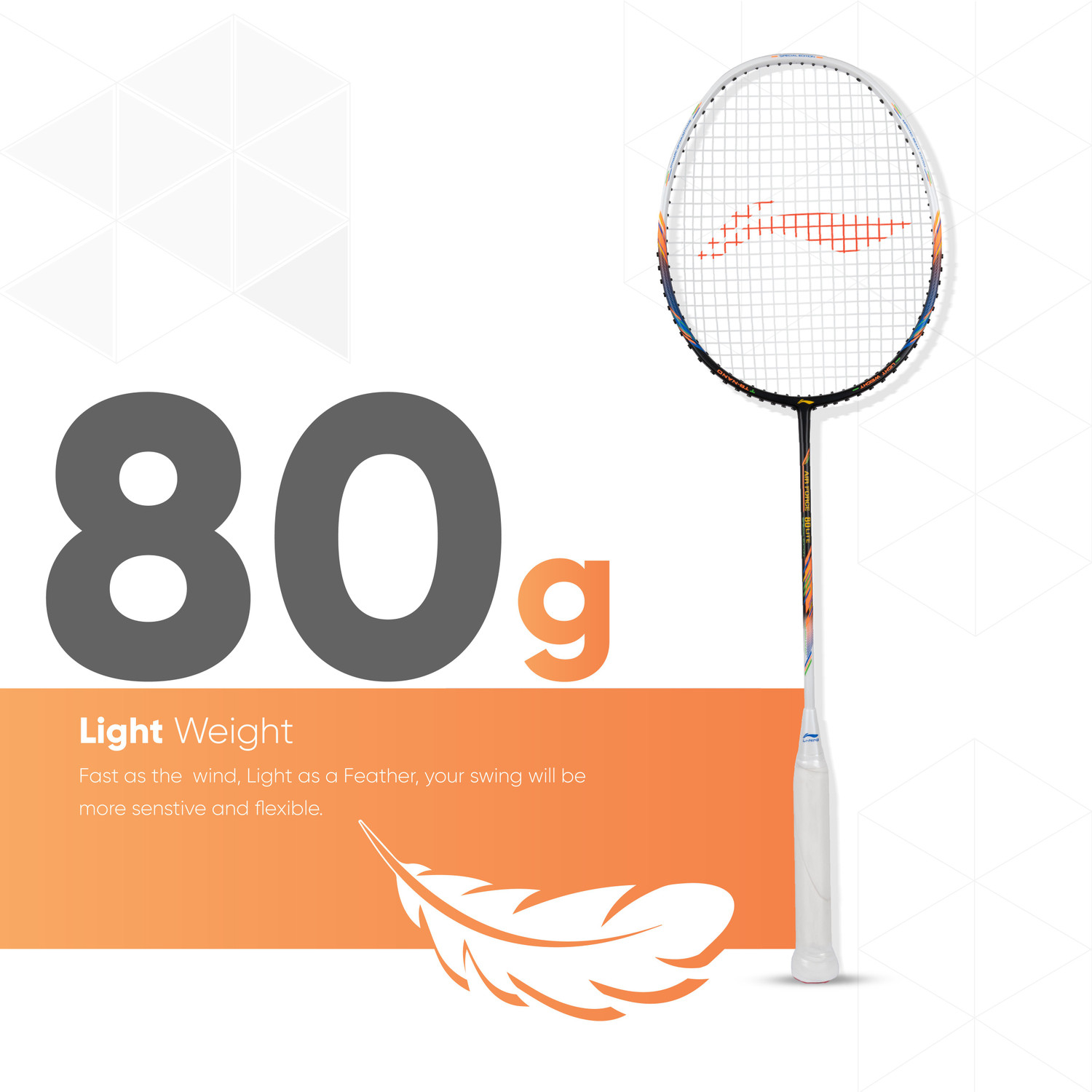 Image of LI-NING AIR-FORCE 80 LITE Black Strung Badminton Racquet
