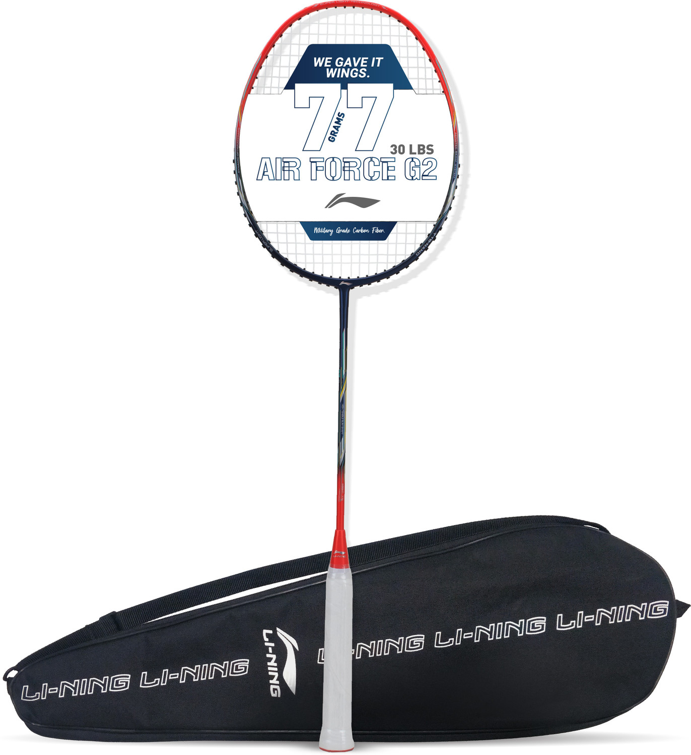 Image of LI-NING AIR-FORCE 77 G2 Blue, Red Strung Badminton Racquet