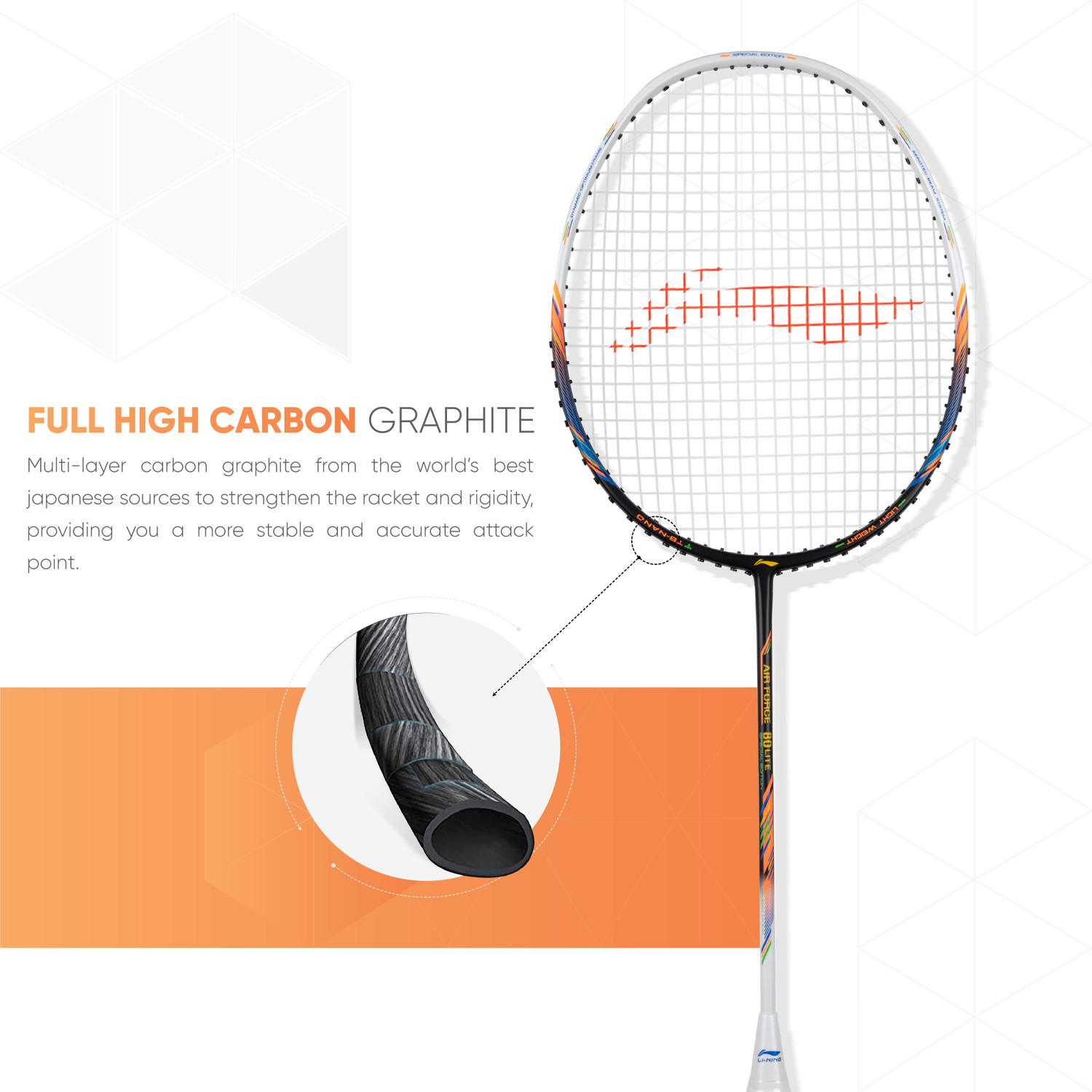 Image of LI-NING AIR-FORCE 80 LITE Black Strung Badminton Racquet