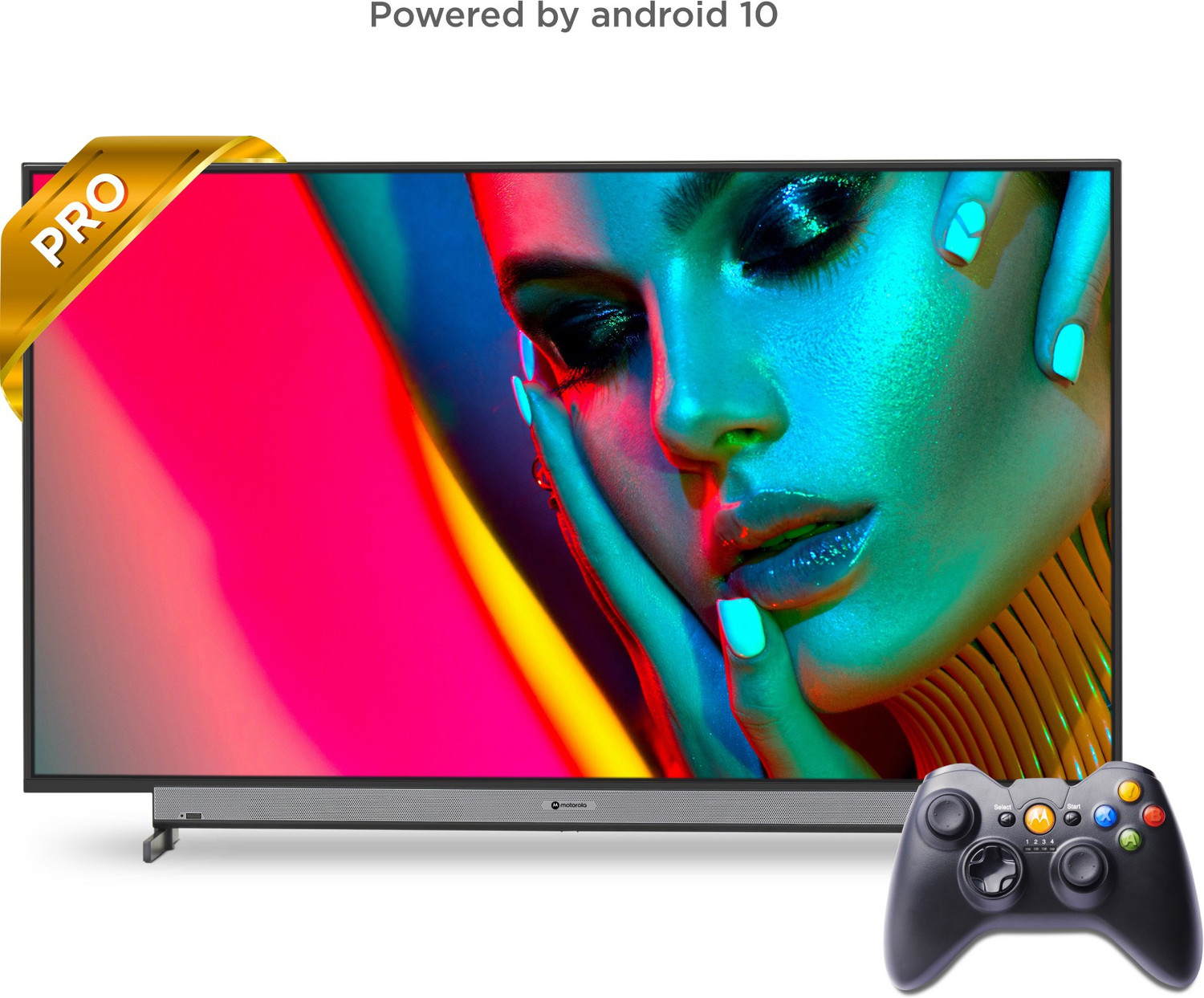 Image of MOTOROLA ZX Pro 139 cm (55 inch) Ultra HD (4K) LED Smart Android TV with Wireless Gamepad (55SAUHDMQ)